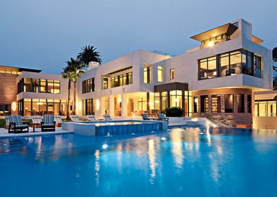 Poolside view of Bel Air mansion